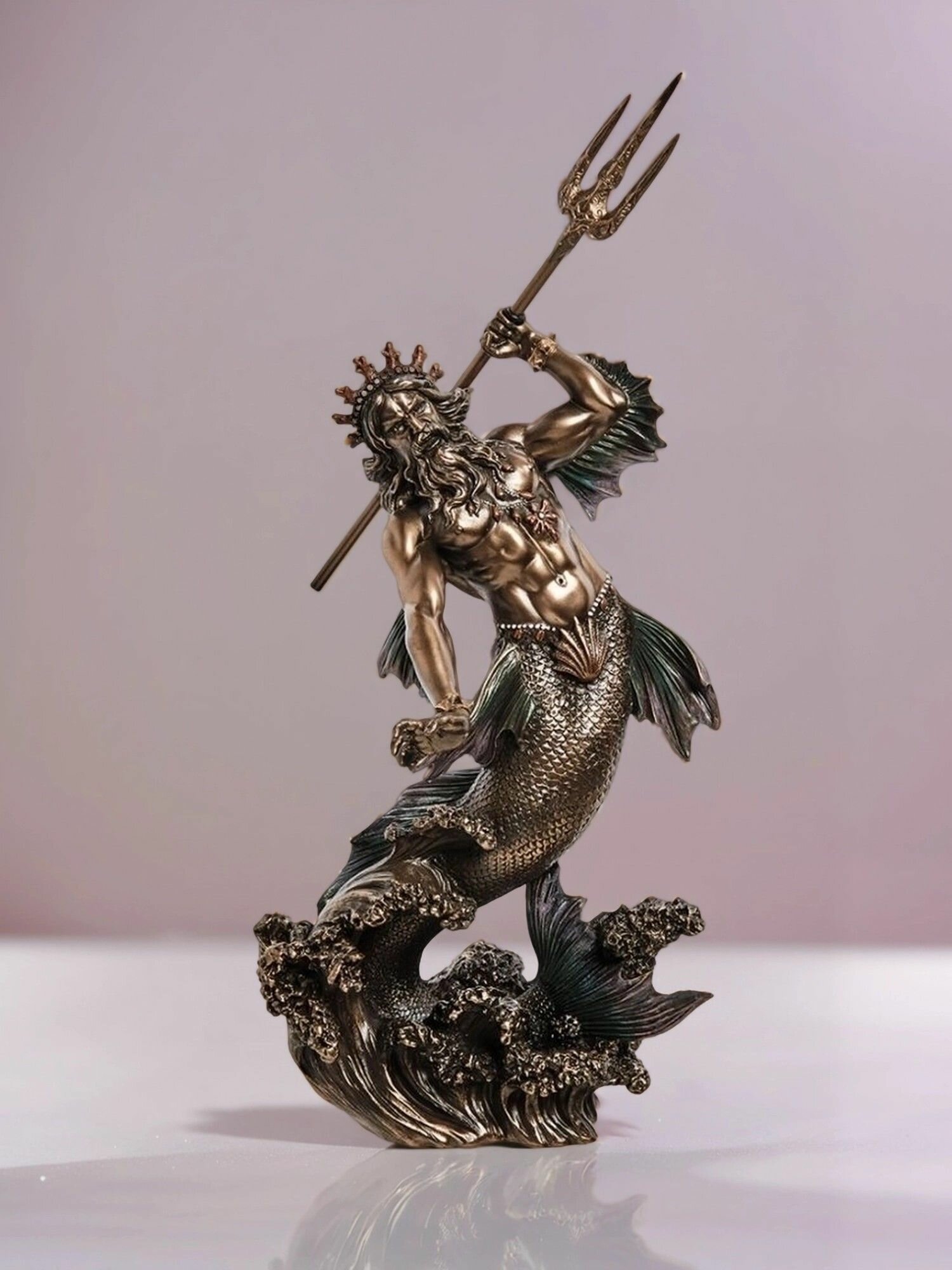 Статуэтка Посейдон - бог морей, 13*17*32 см, материал полистоун — фото 1