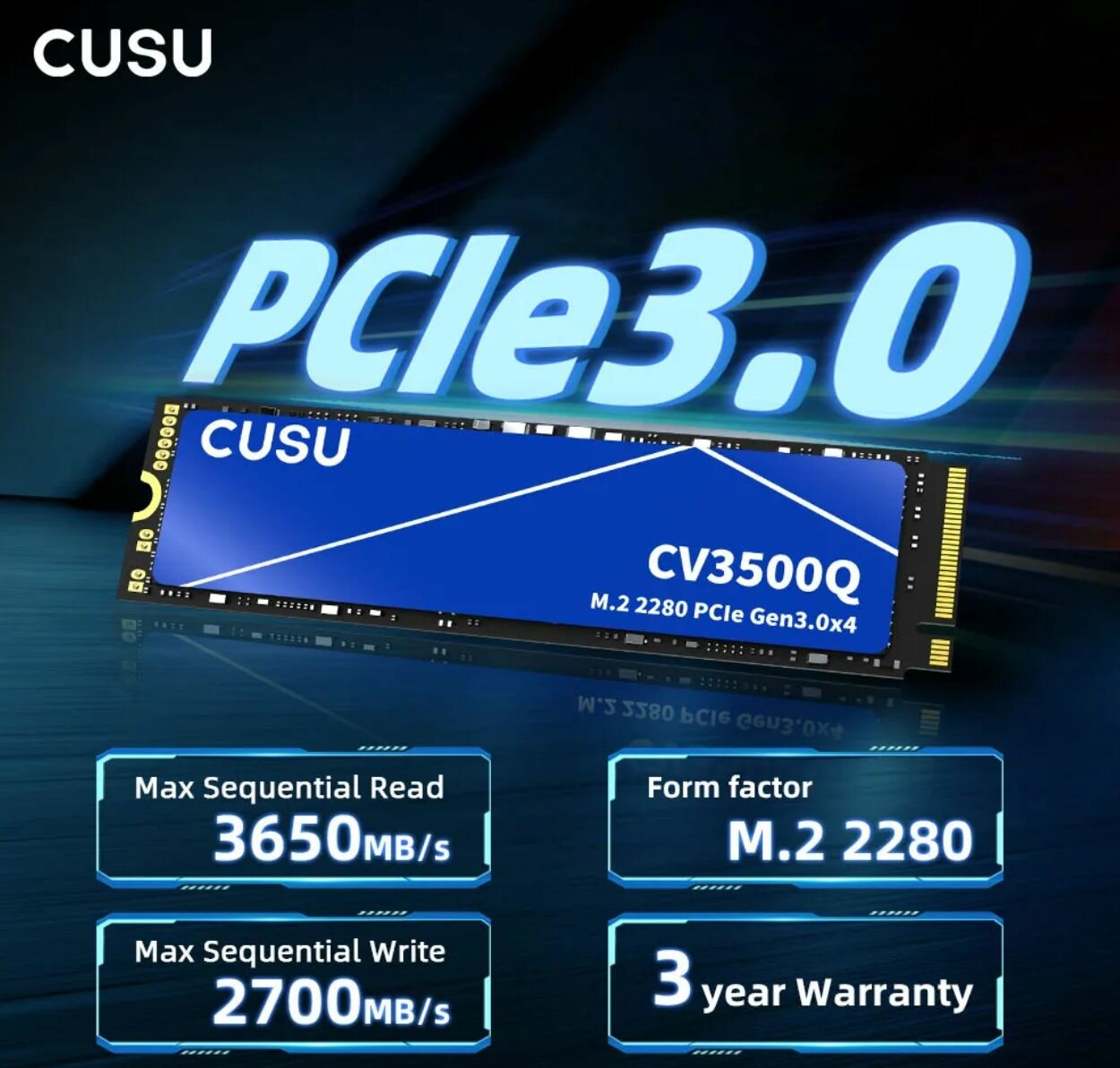 Внутренний SSD-диск CUSU M.2 NVMe PCIe3.0 CV3500Q 1TB – купить в