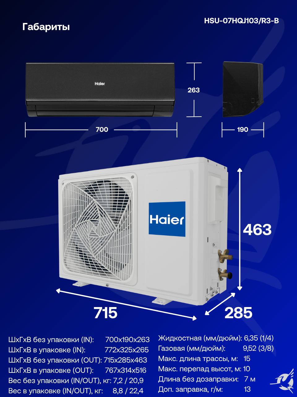Сплит-система Haier Quantum On-Off HSU-07HQJ103/R3-B на 20 м² — фото 1