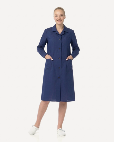 Изображение товара Халат женский рабочий хлопчатобумажный (темно-синий) (размер 44-46, рост 170-176)