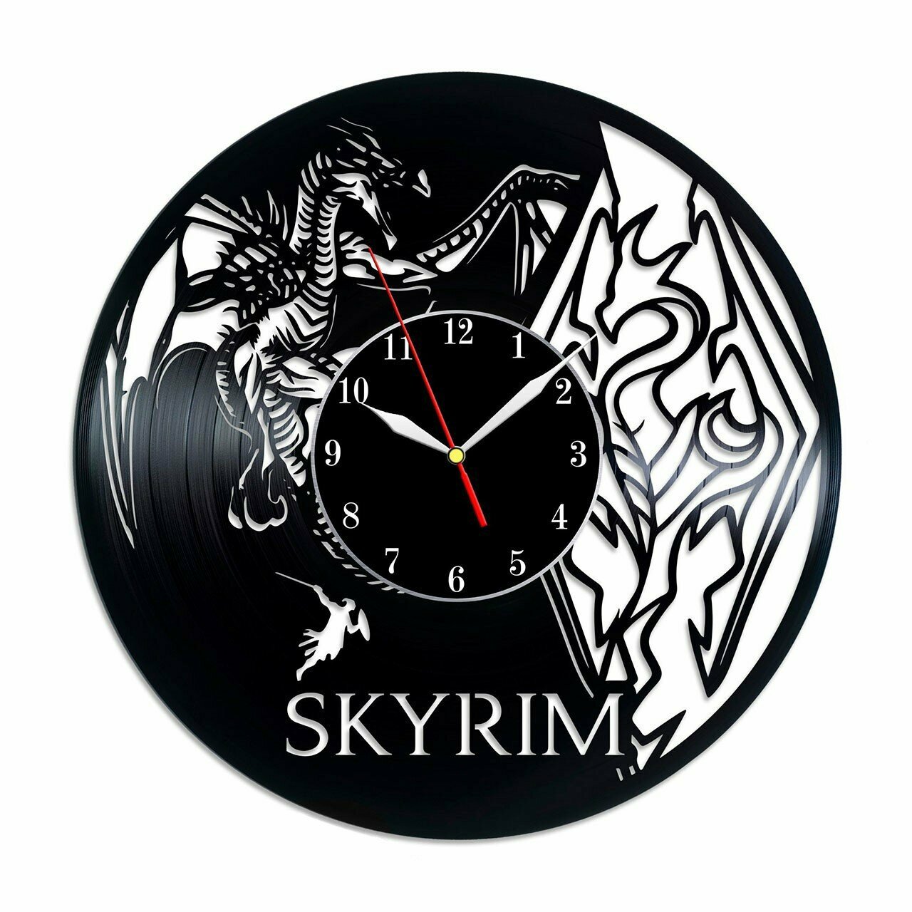 Часы из виниловой пластинки (c) VinylLab Skyrim, диаметр 30 см