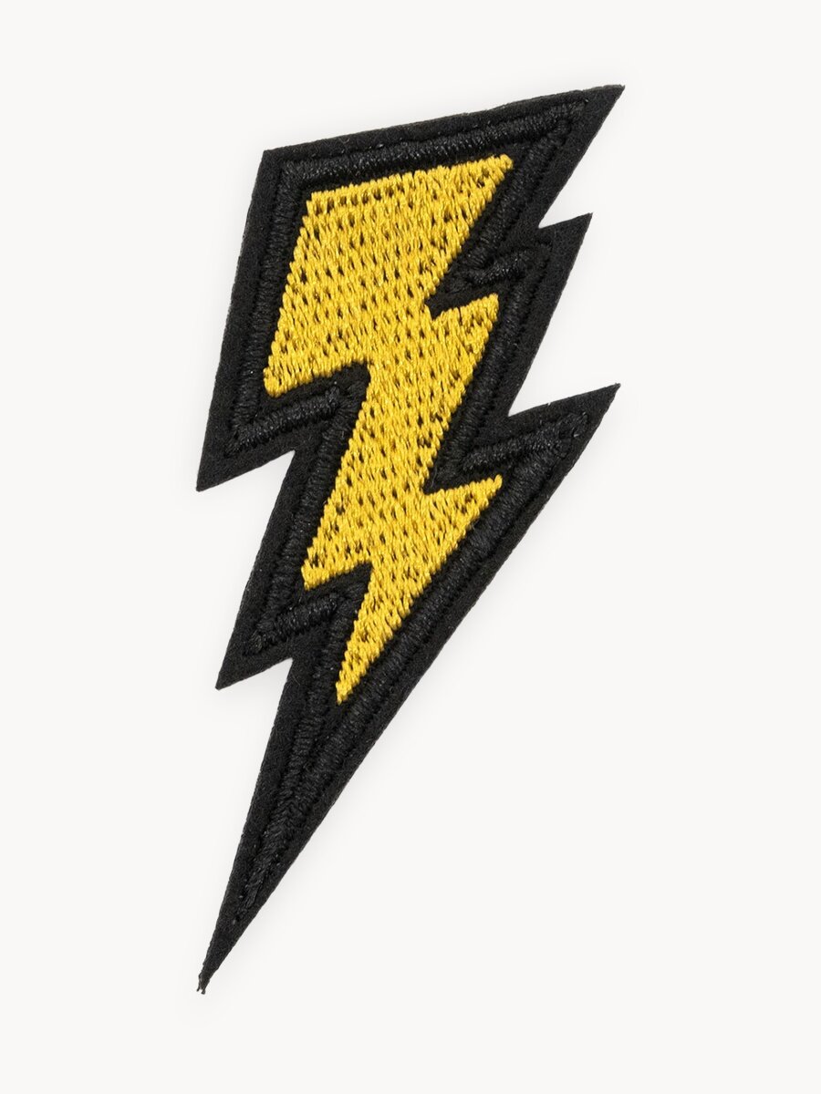 Термоаппликация на одежду, термонаклейка 'Молния', 3*6 см, Hobby&Pro (желтая)