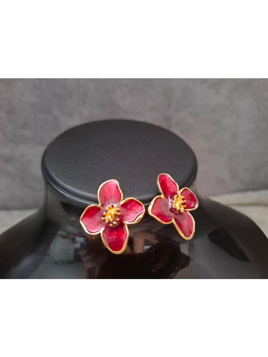 Серьги пусеты, эмаль