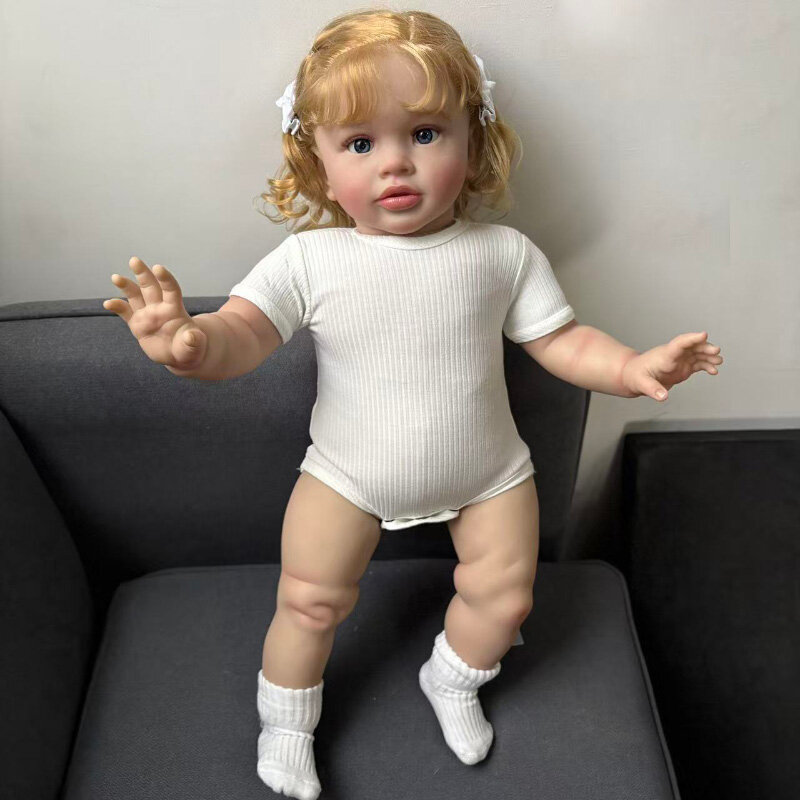25 дюймов 62 см Куколка-реборн Reborn Pippa, тело из ткани, Золотые волосы