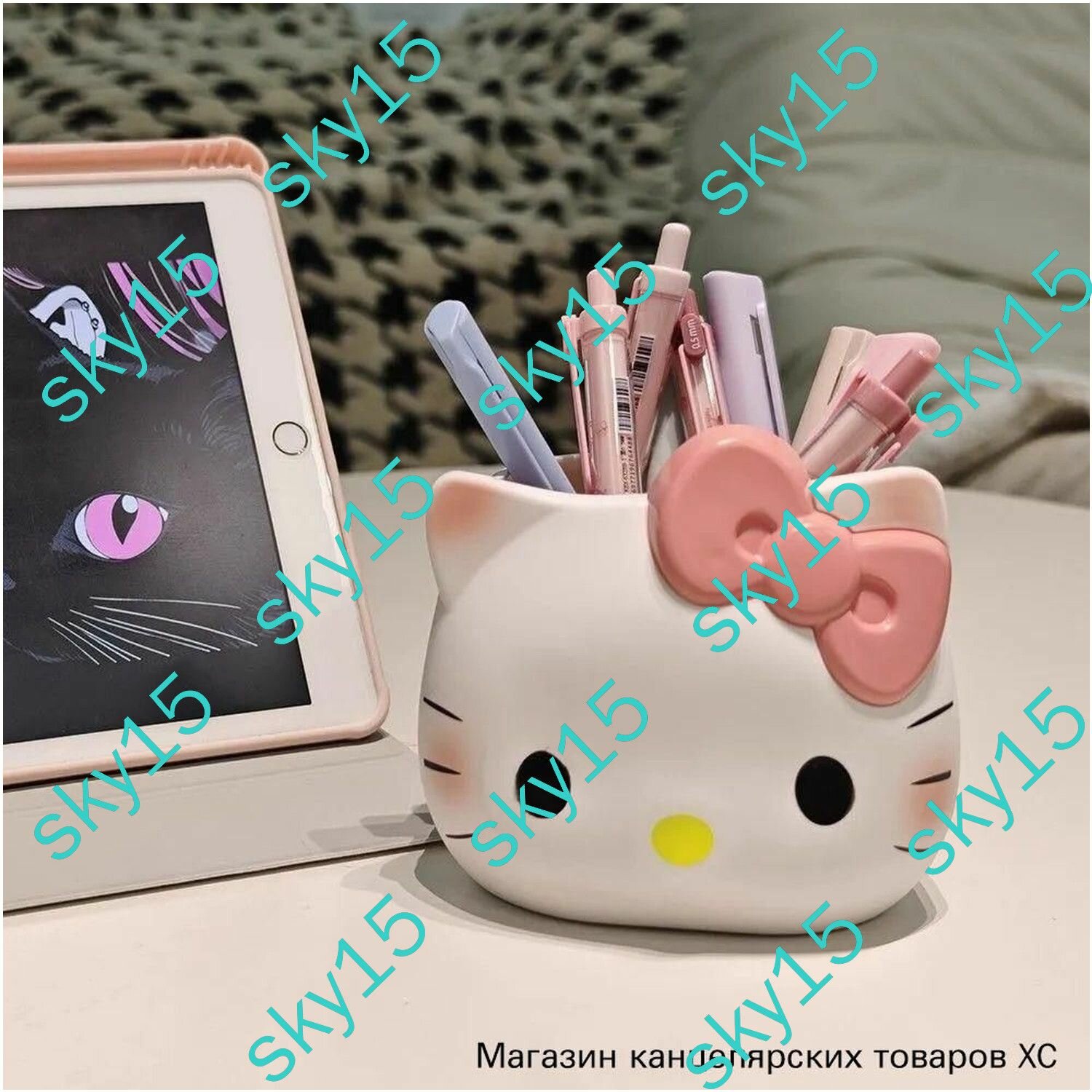 Органайзер Hello Kitty для ручек и кистей, пластиковый держатель для ванной и стола, стильный аксессуар для порядка