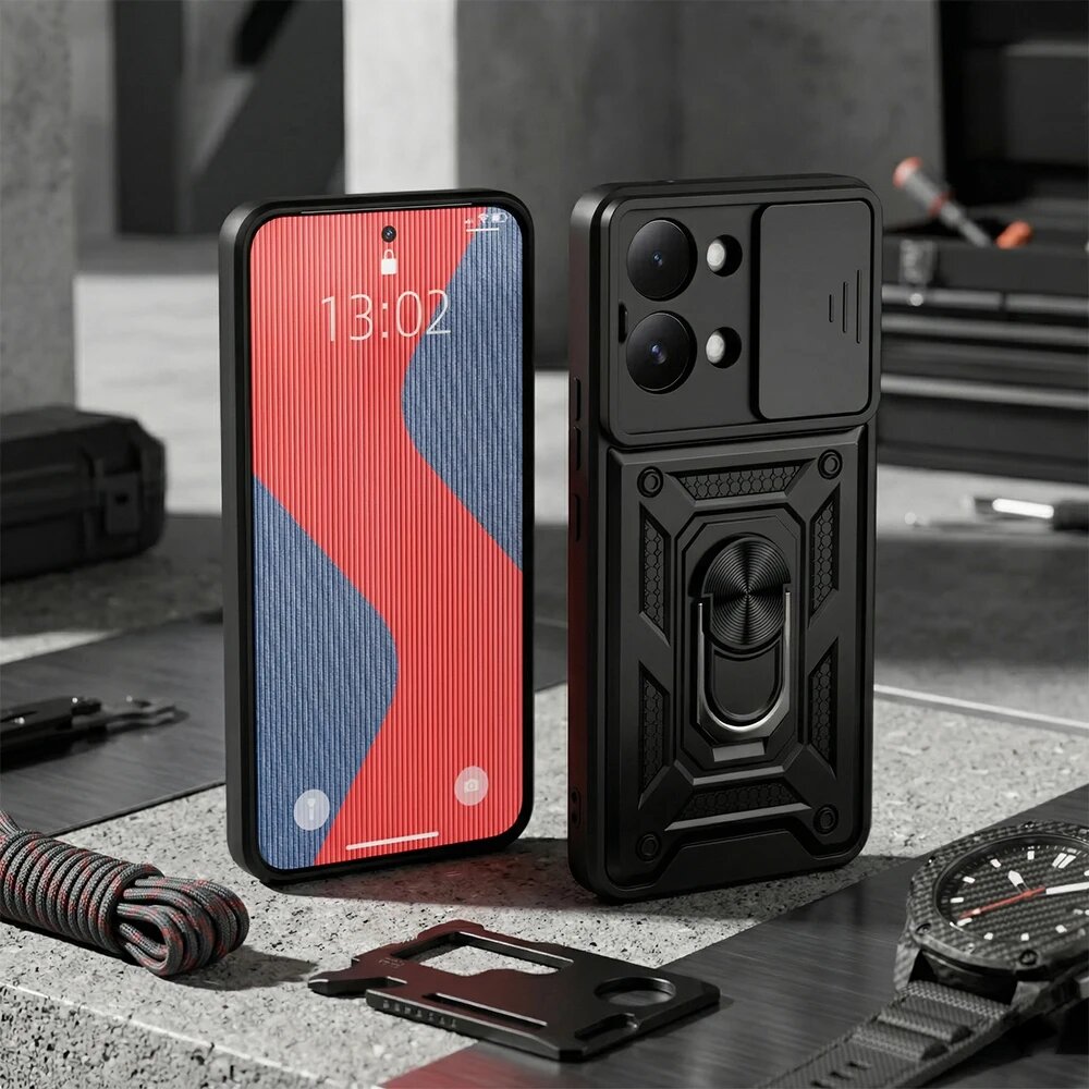 Черный чехол KEYSION для Xiaomi POCO X8 Pro Max с кольцом