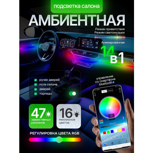 фото Амбиентная подсветка анимированная для салона авто атмосферная 13 в1 ealights
