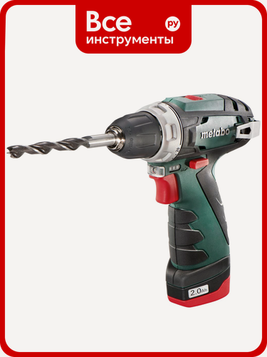 Изображение товара Аккумуляторная дрель-шуруповерт Metabo PowerMaxx BS 12 В, 2х2 Ач, Li-Ion, LC40, патрон, кейс