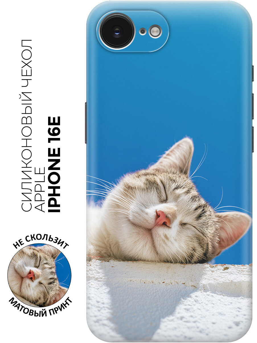 Силиконовый чехол на Apple iPhone 16e с принтом "Спящий котик"