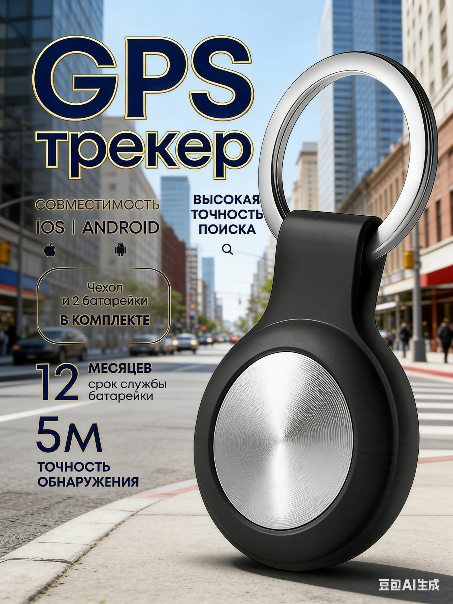 Подвеска для ошейника домашнего животного черное GPS - трекер маячок слежения для Android и iOS