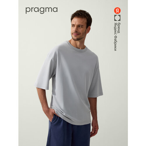 фото Футболка pragma мужская оверсайз из вареного хлопка, размер 2xl-3xl, серый