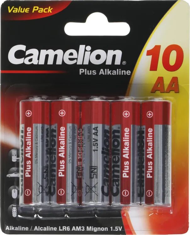 AA Батарейка CAMELION Plus Alkaline LR6-BP10, 10 шт
