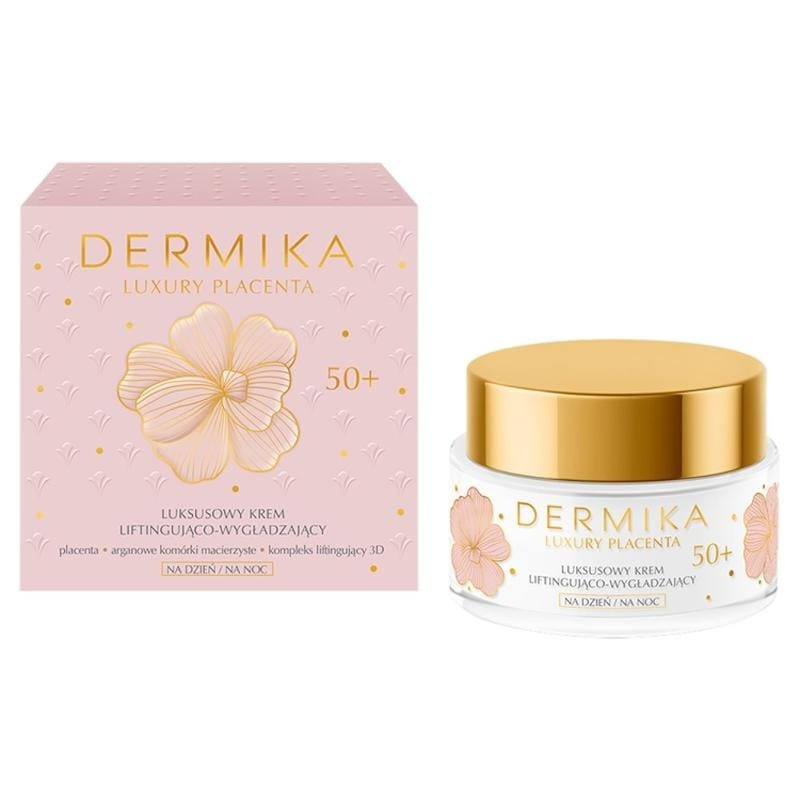 Крем для ухода за кожей Dermika Luxury Placenta 50+, люксовый лифтингово-разглаживающий на день и ночь, 50 мл