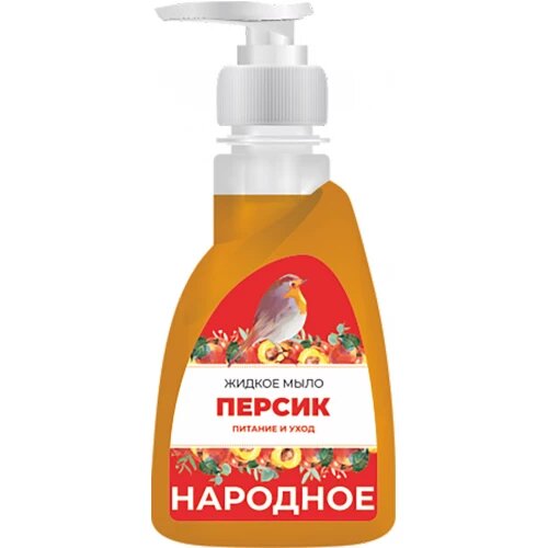Флора Мыло жидкое Flora (Флора) Народное Персик, дозатор, 250 мл