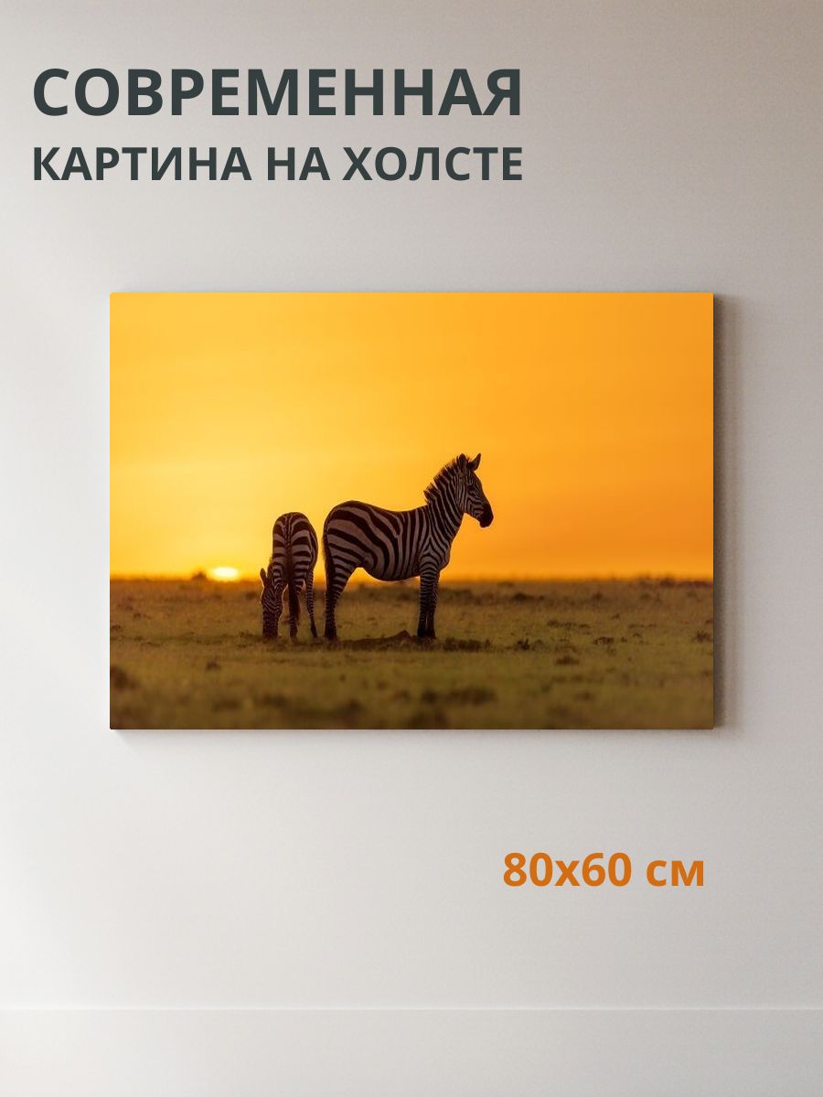 Картина на холсте Зебра 80x60 см