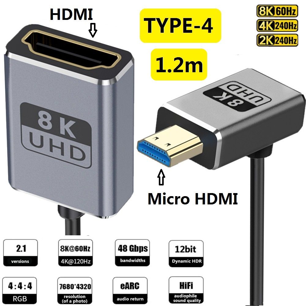 PENGQIAO Аудиокабель HDMI/Micro-HDMI тип D, 0.6 м, темно-серый