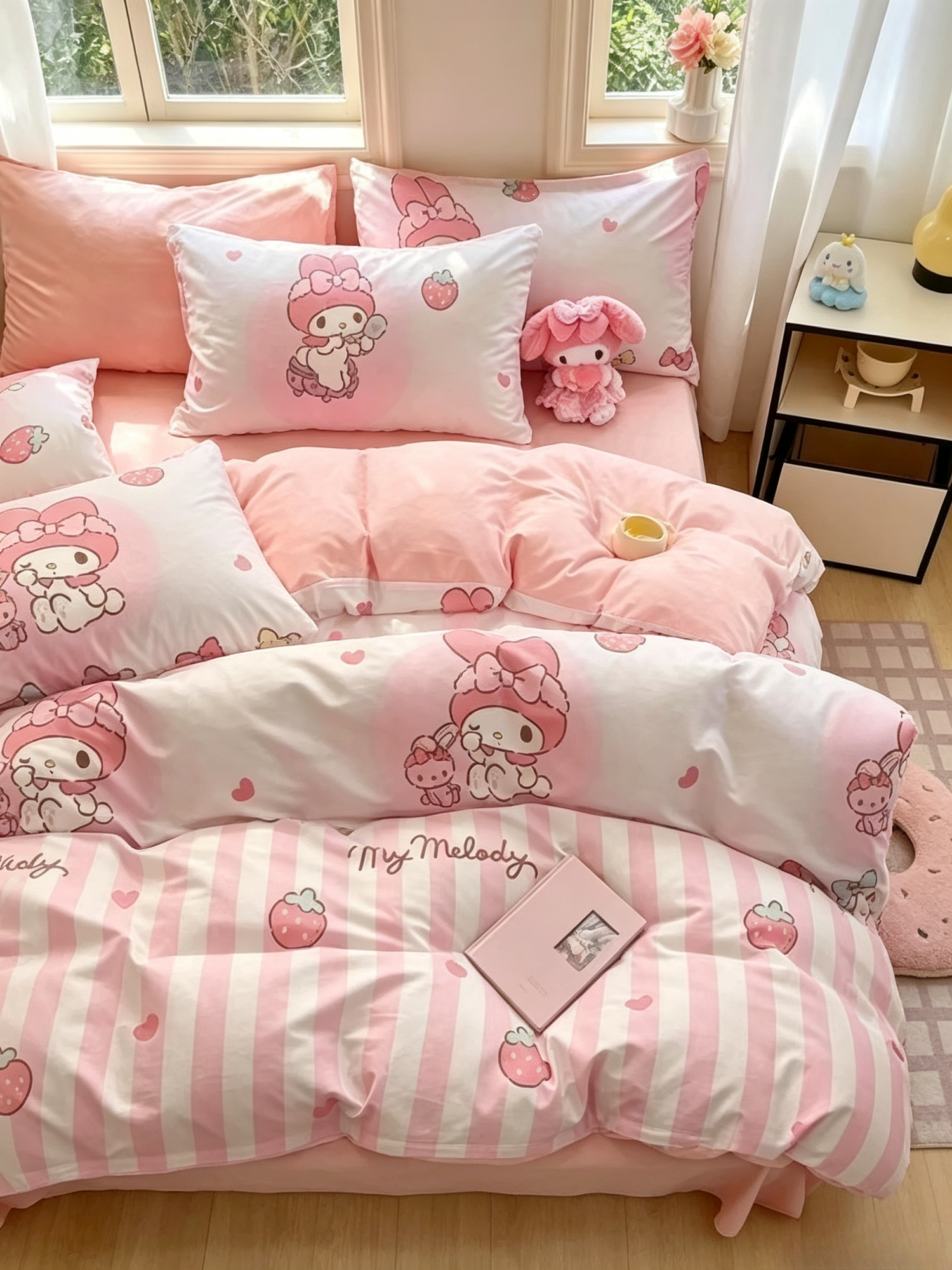 Постельного белья, Полисатин, Евро, наволочки48х74 2 шт hello kitty