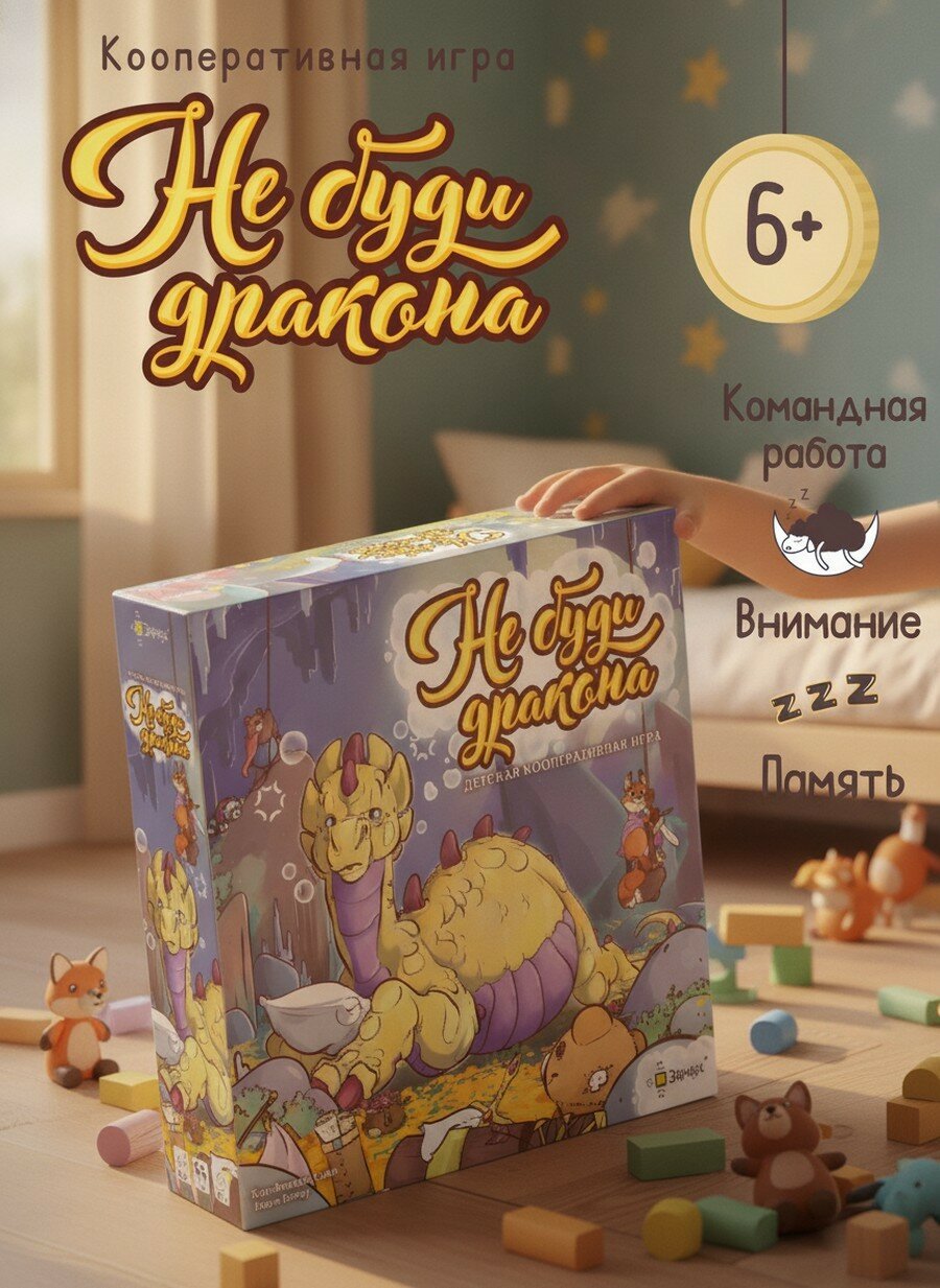 Настольная игра Не буди дракона командная на память для детей 6 лет, Кооперативная, 3D компоненты