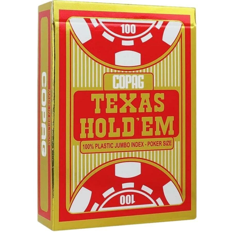 Карты игральные 54 шт. Copag texas holdem для покера,100% пластик, красная рубашка