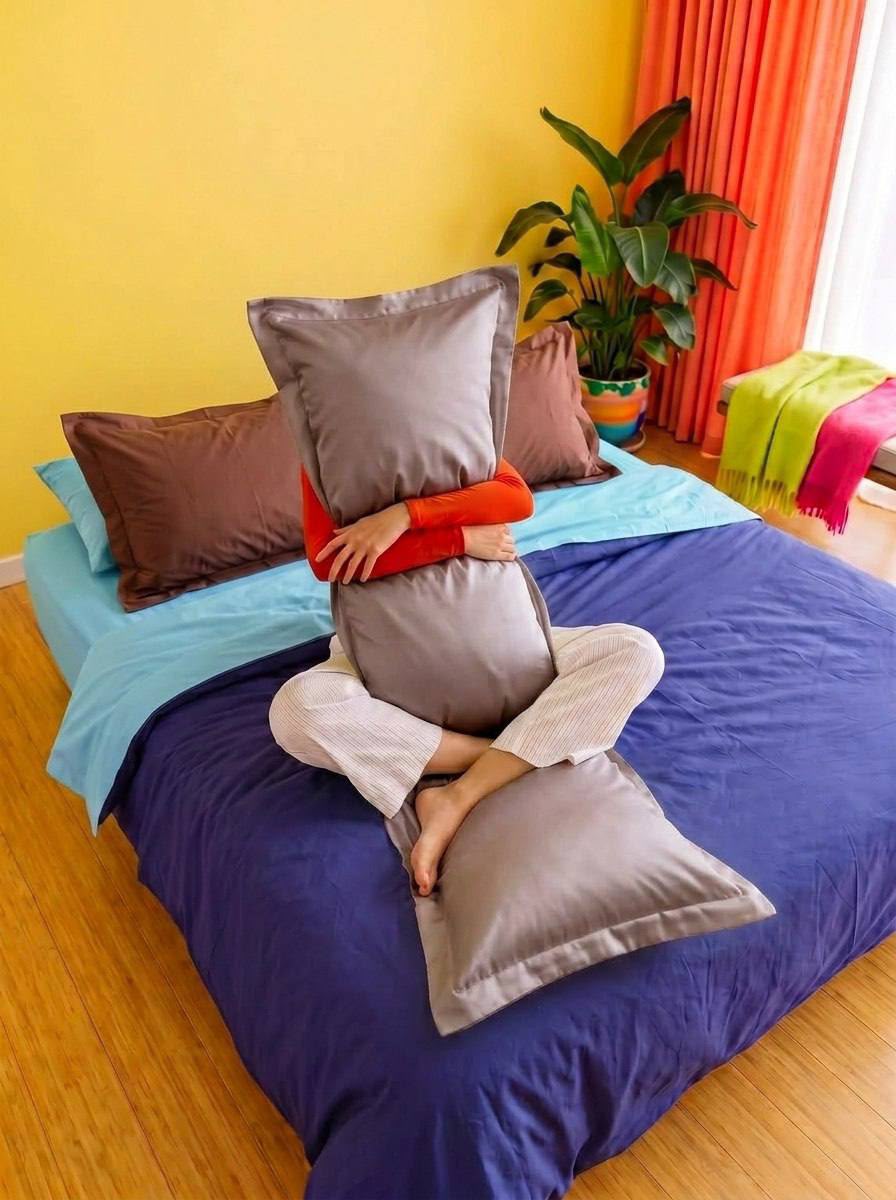Наволочка с ушками на длинную подушку, Лесной орех, Египетский хлопок, на молнии, 150/30 см, 1шт