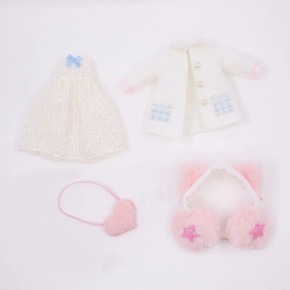 Платье, кофта и наушники для куклы Blyth 1/6, розовый