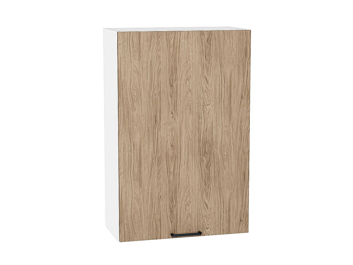 Шкаф верхний с 1-ой дверцей Флэт, цвет фасада Natural Casella Oak 2S, цвет каркаса Белый, 920*600*318 (В*Ш*Г) мм