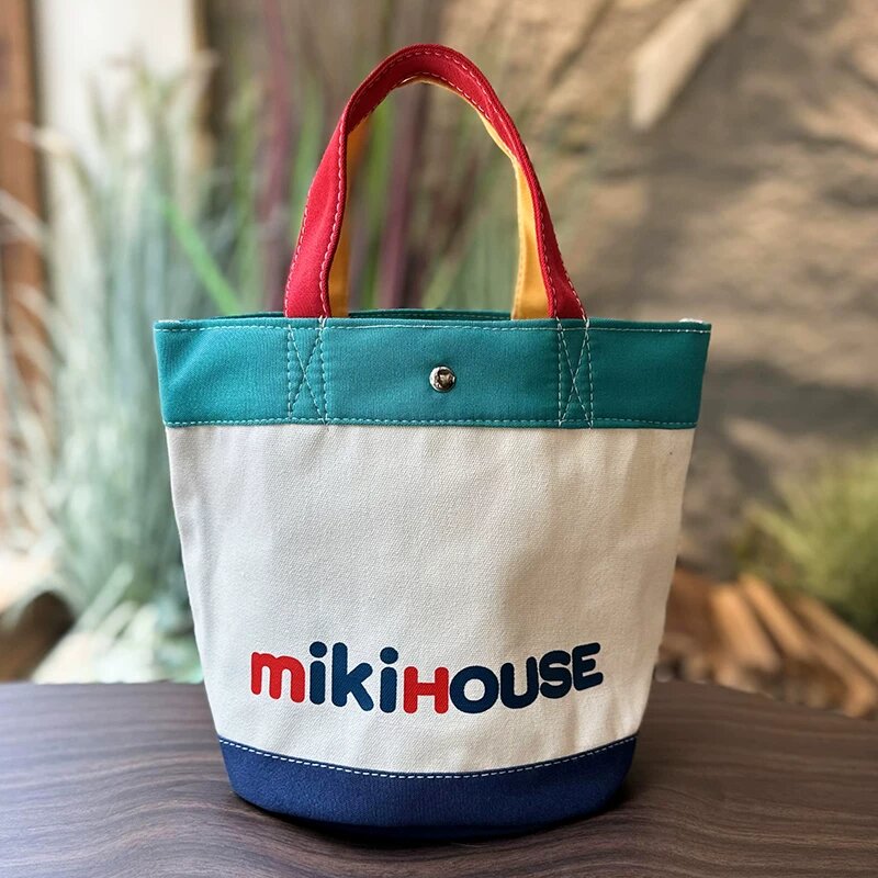 Узор с буквами Mikihouse сумка для обеда, японский стиль холщовый рюкзак для мам и повседневного использования с милой