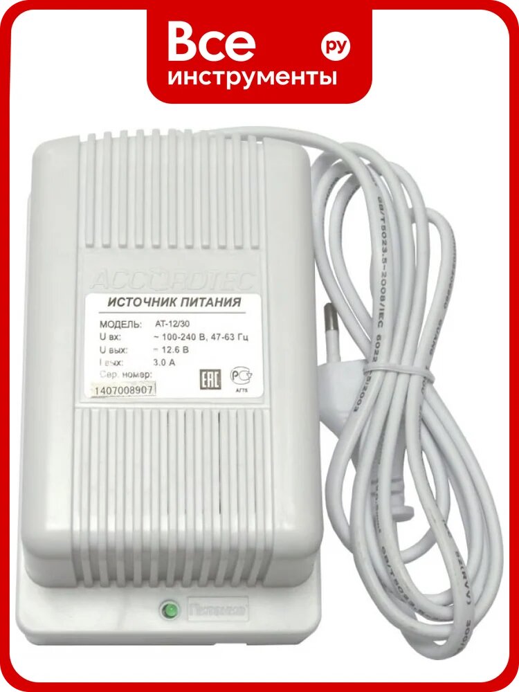 Источник стабилизированного питания ACCORDTEC 12В 3А AT-12/30 (белый) 00-00145203 AT-02461