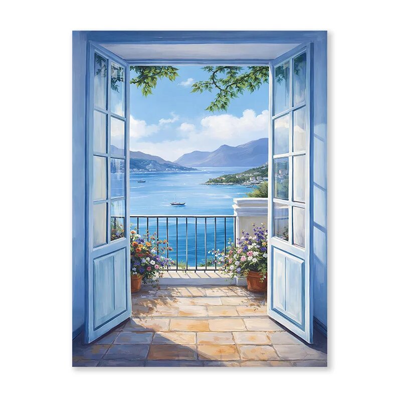 Постер на стену "Пейзаж за окном", 21x30см, цвет 09, без рамы