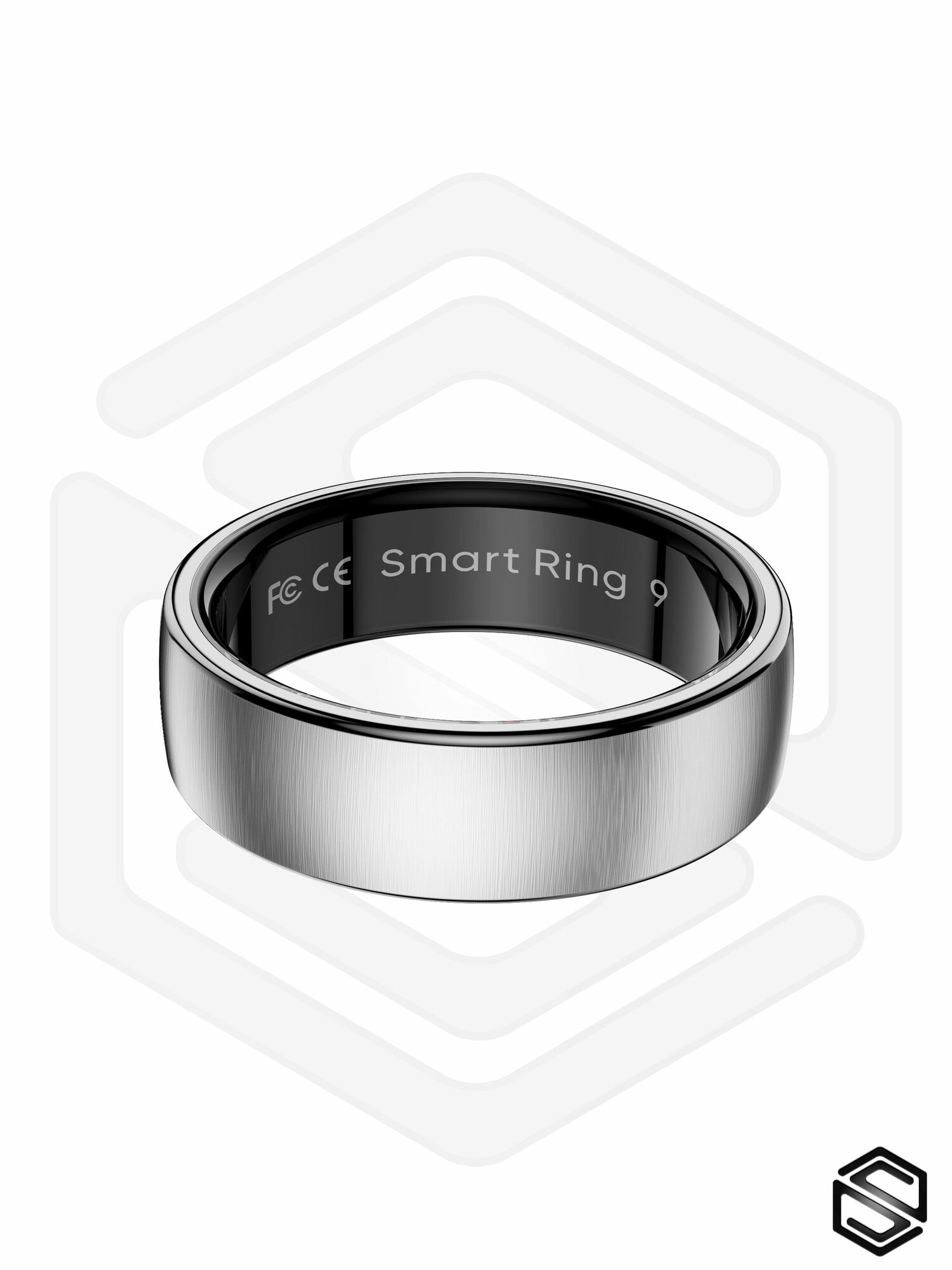 Тонкое Умное кольцо HerzRing Slim Pro (Цвет матовый титан серебро внутренний диаметр кольца 21,6 мм) — фото 1
