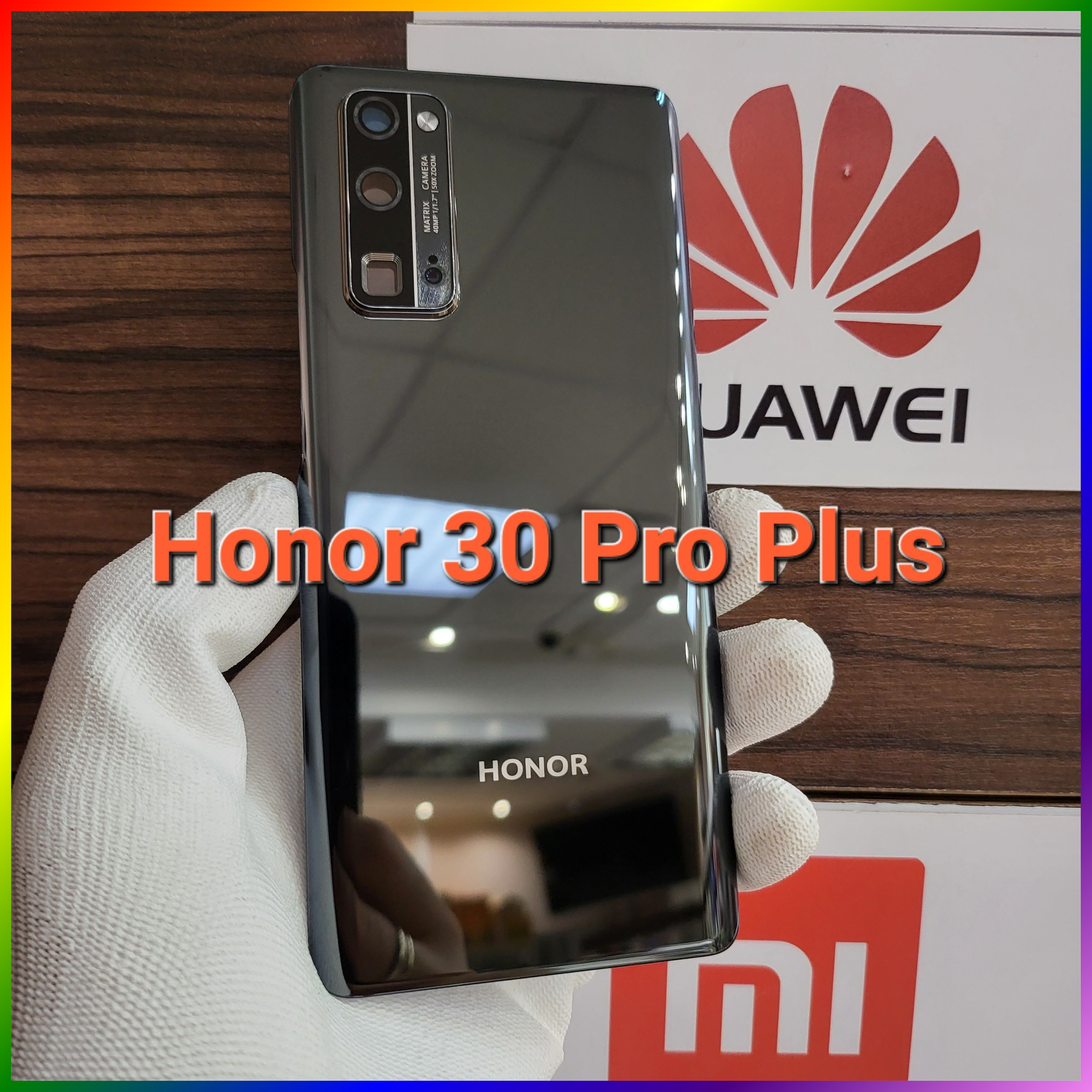 Крышка для Honor 30 Pro Plus (заднее стекло) "Премиум качество" цвет: Чёрный