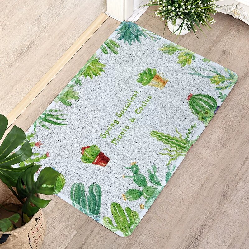 Непрошитый коврик 60x90 см с рисунком кактуса для дома