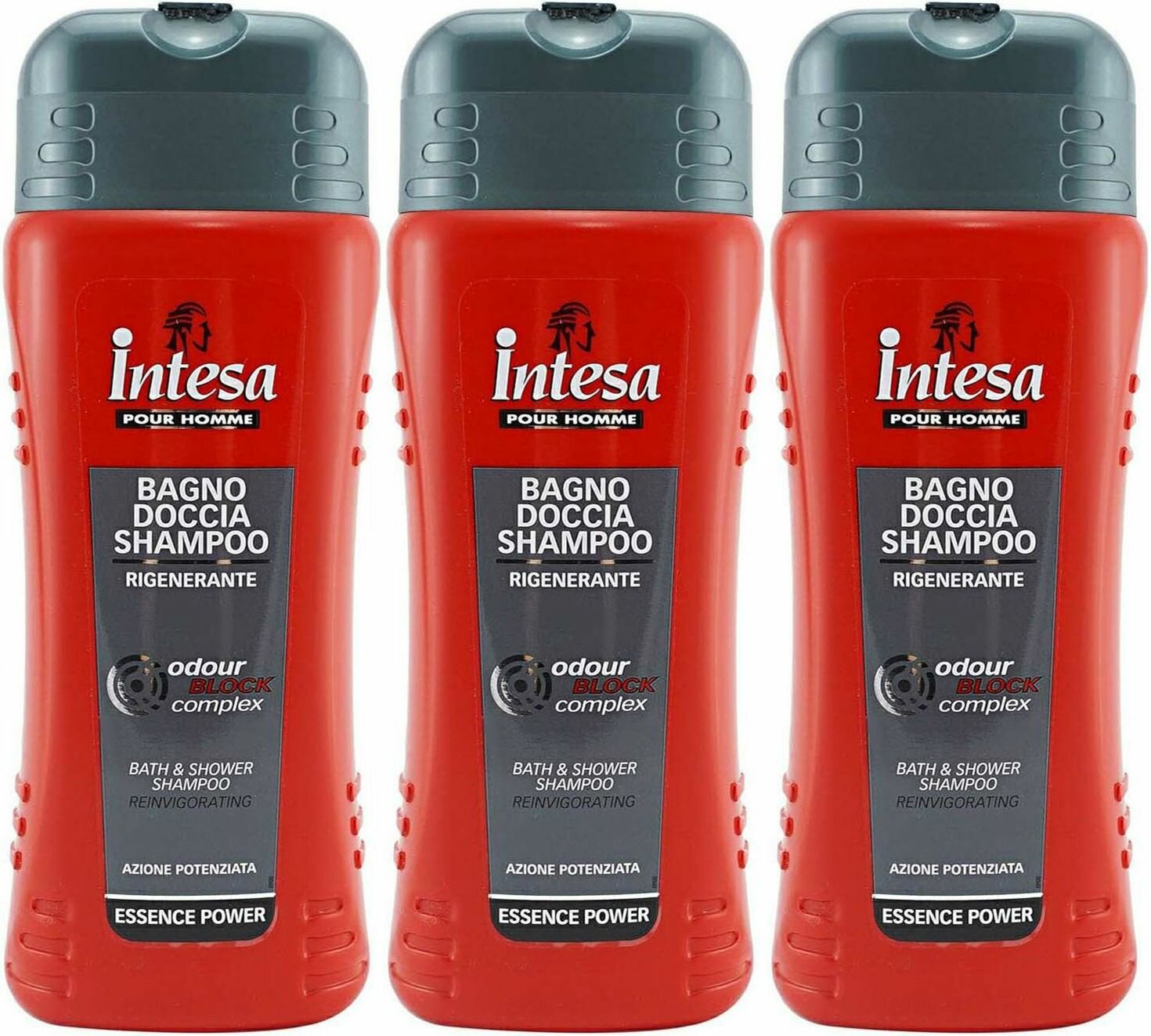 Шампунь-гель для душа Intesa Bagno Odour Block Регенерирующий для всех типов волос, комплект: 3 упаковки по 500 мл