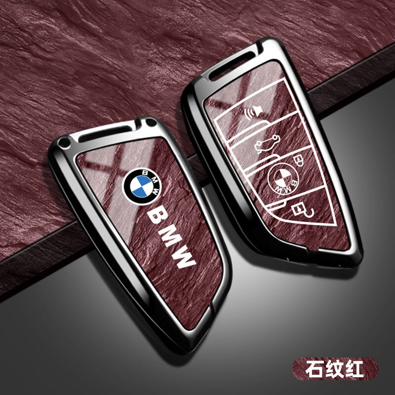 BMW A Style 4-кнопочный чехол для ключа с динамиком и каменной текстурой красный, устойчивый к падению и потере,