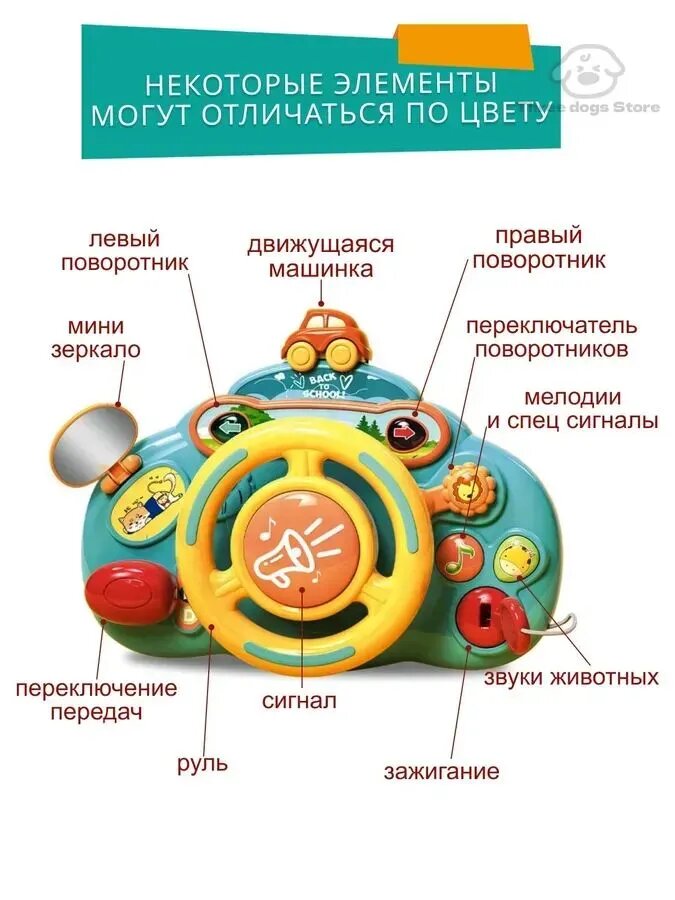 Развивающая музыкальная игрушка руль для малышей на коляску, кроватку