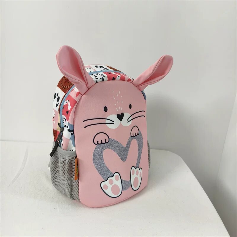 Розовый детский рюкзак с безопасным поводком и рисунком кролика для девочек 2 лет, подходящий для детского сада