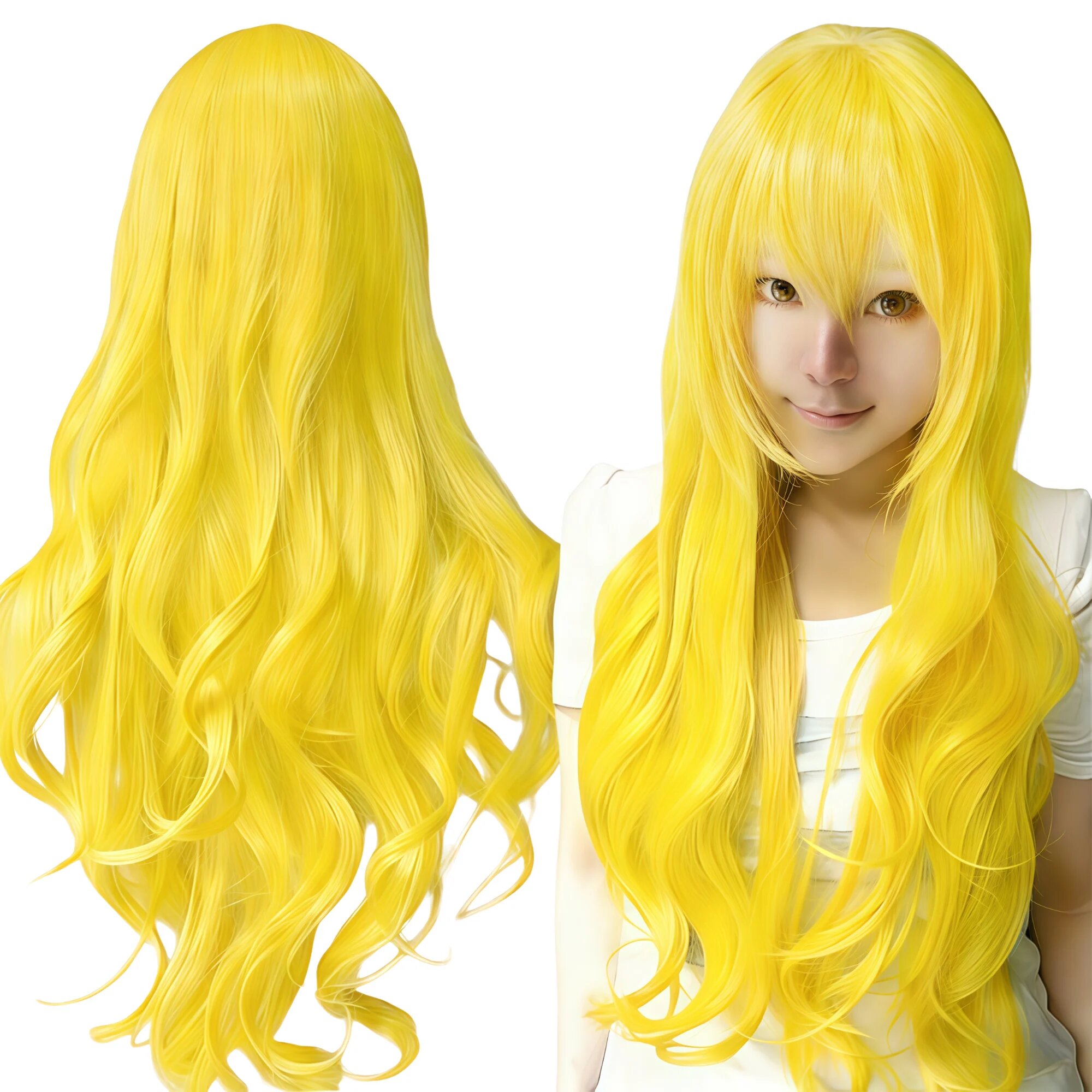 Синтетический парик кудрявый Fluorescent Yellow 32inches