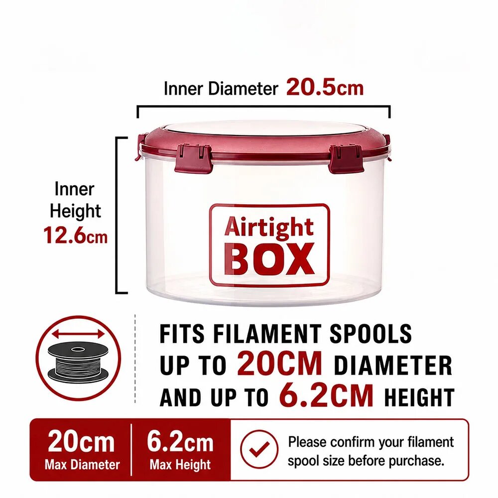 Герметичный контейнер для филамента 3D-принтера Красный, box for 2 Filament