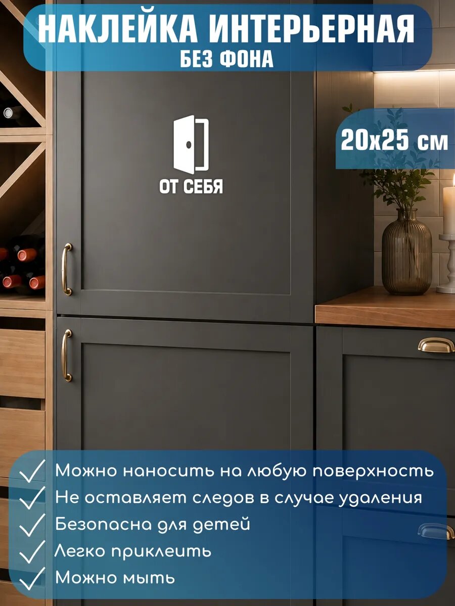 Наклейка на дверь «От себя» для магазина 20x25см