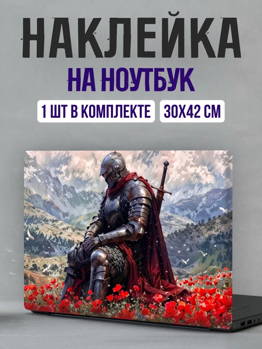Наклейка на ноутбук на крышку рыцарь