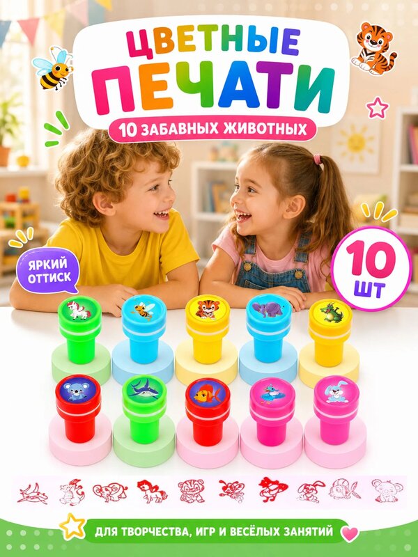 Печать цветная ЛАС играс "Друзья", набор 10 шт, микс, 1 упаковка