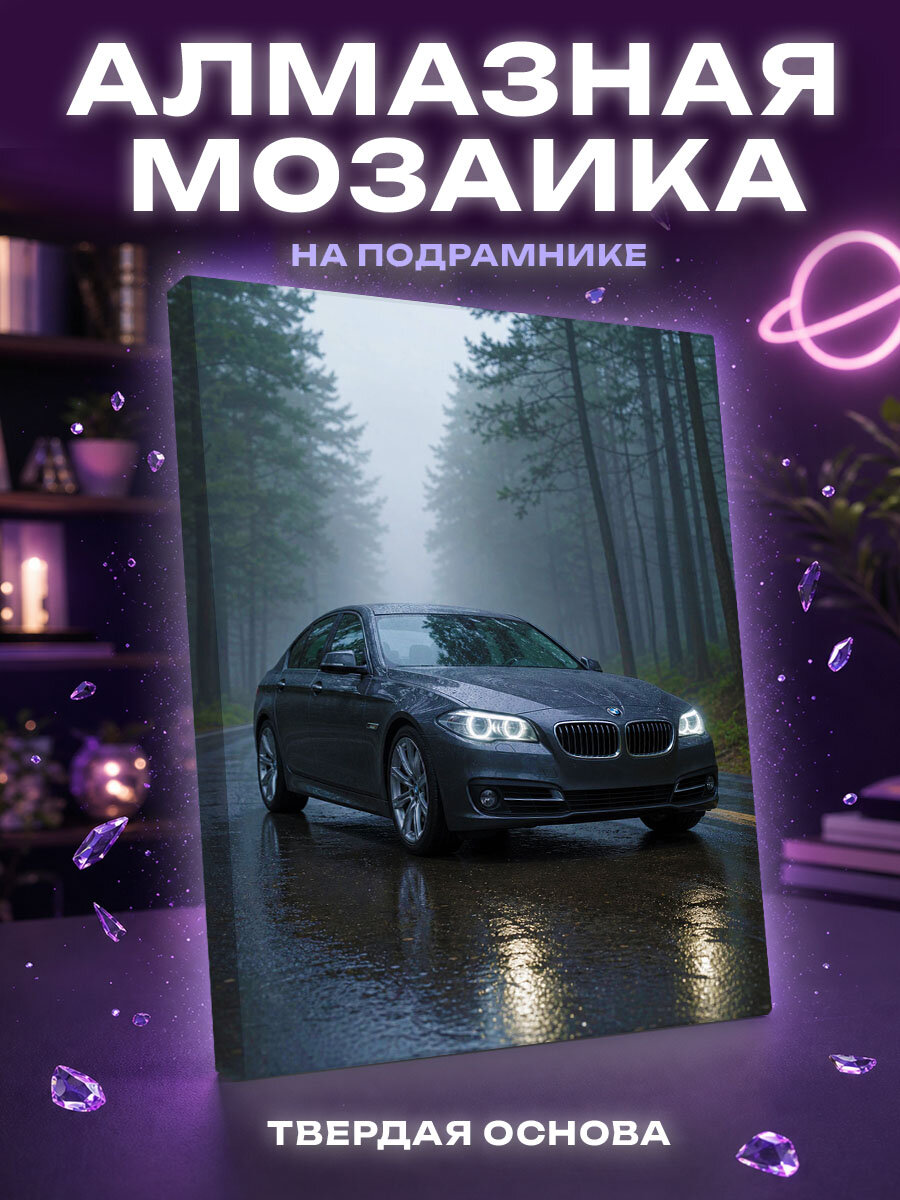 Алмазная мозаика BMW в утреннем тумане