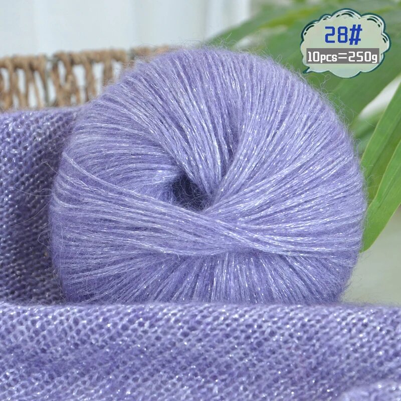 Пряжа мохер/шерсть для вязания 250г Фиолетовый, 28 Crystal Blue