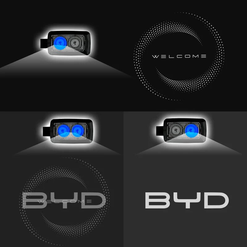 2 шт. динамические проекционные LED-лампы для подсветки дверей автомобиля (эффект «Ghost») с 4pcs