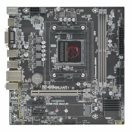 Материнская плата AFOX Motherboard AMD AMD B450 AMD Socket AM4, Dual Channel DDR4, Micro-ATX (22 x 23 cm)