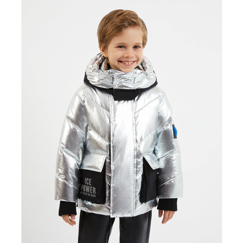 Куртка Gulliver, демисезон/зима, подкладка, утепленная, съемный капюшон, капюшон, карманы, размер 104, серый