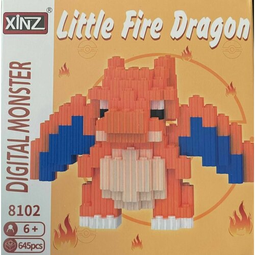 Конструктор из мини блоков 3d маленький огненный дракон
