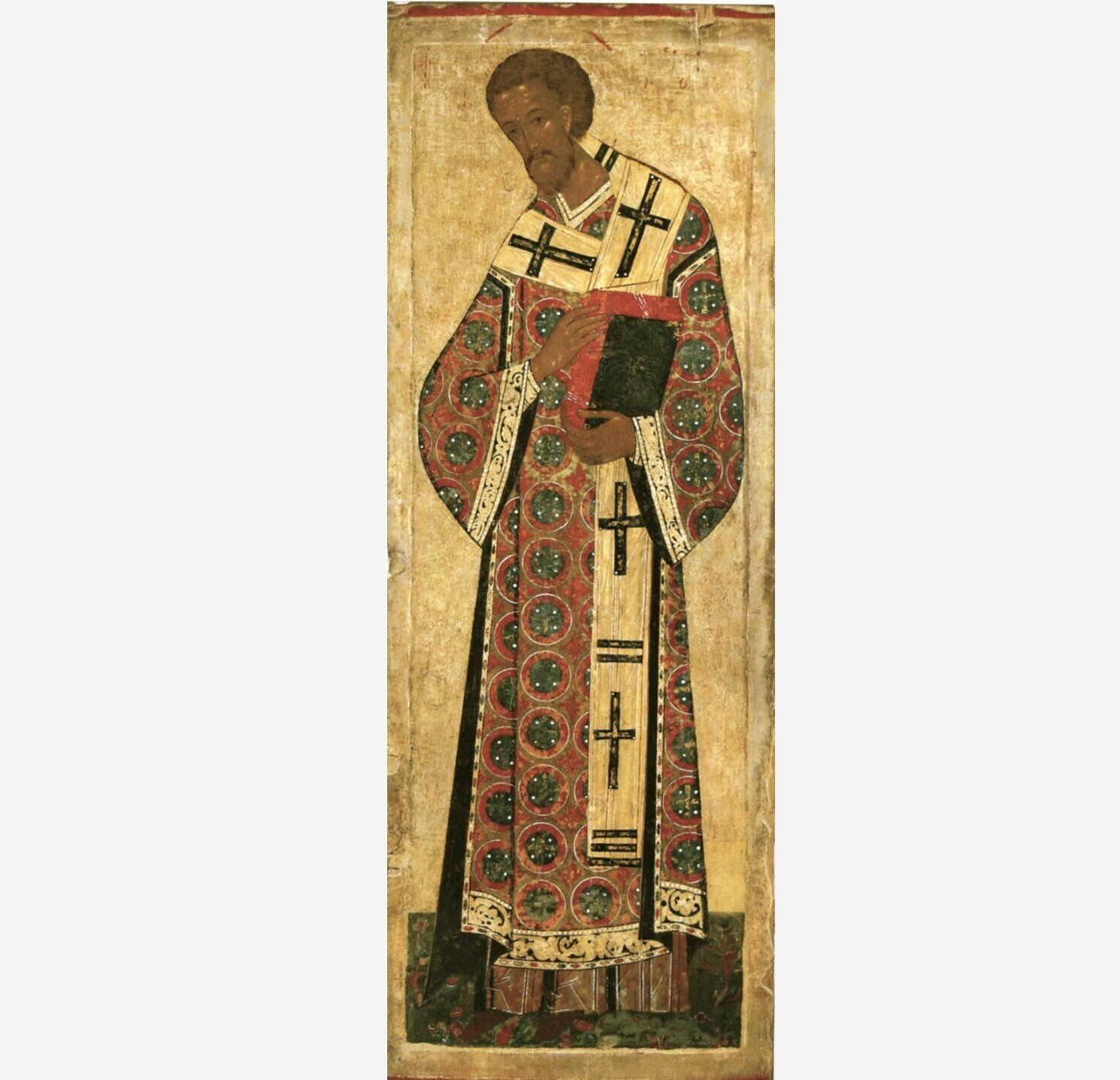 Святой Иоанн Златоуст деревянная икона на левкасе 26 см