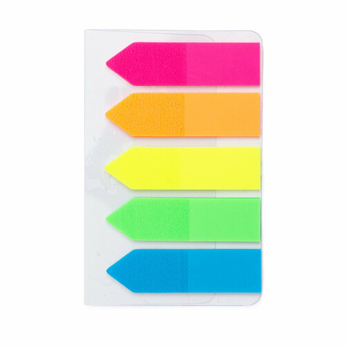 Клейкие стрелки-индексы, 5 неоновых цветов по 20 листов, пластиковые