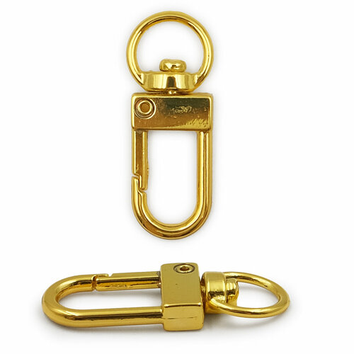 Карабин для сумки поворотный с кольцом, 10 мм (12*34 мм), металл (желтое золото 01), 10 шт